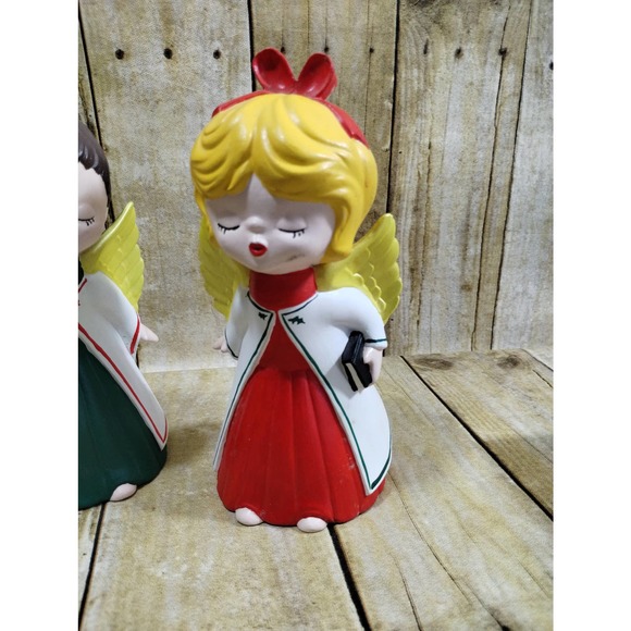 Vtg Christmas Ceramic Angels Set of 2 Holiday Decoration (lr) - Picture 3 of 5